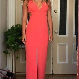 Aidan mattox coral long dress